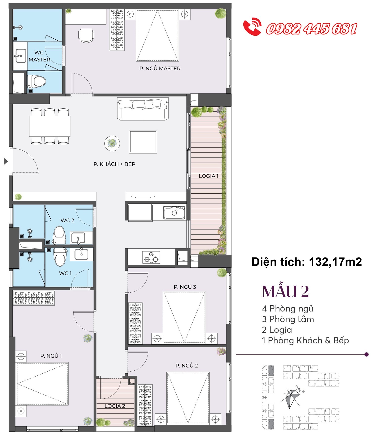 thiết kế căn hộ 132m2 chung cư the wisteria